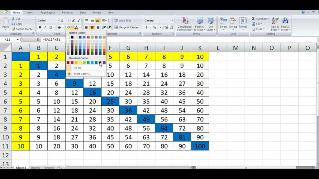 How To Quickly Create Multiplication Table In Ms Excel ****