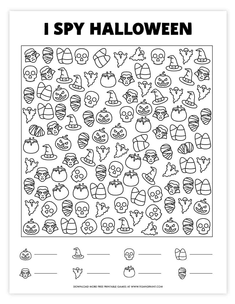 I Spy Halloween | Free Printable Game - Pjs And Paint