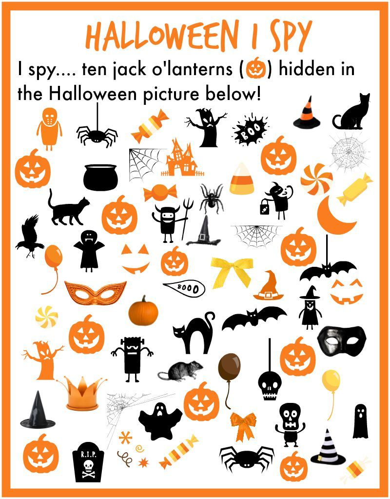 I Spy Halloween Printable. Find 10 Pumpkins Hidden In The