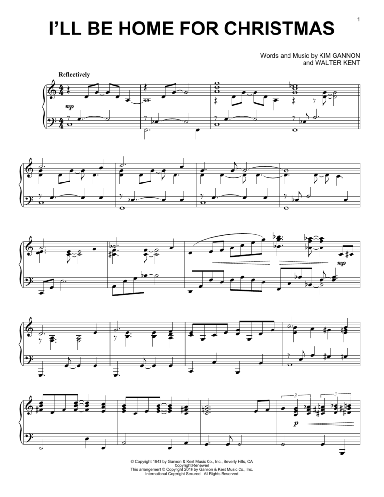 I'll Be Home For Christmas (Piano Solo)   Print Sheet Music Now