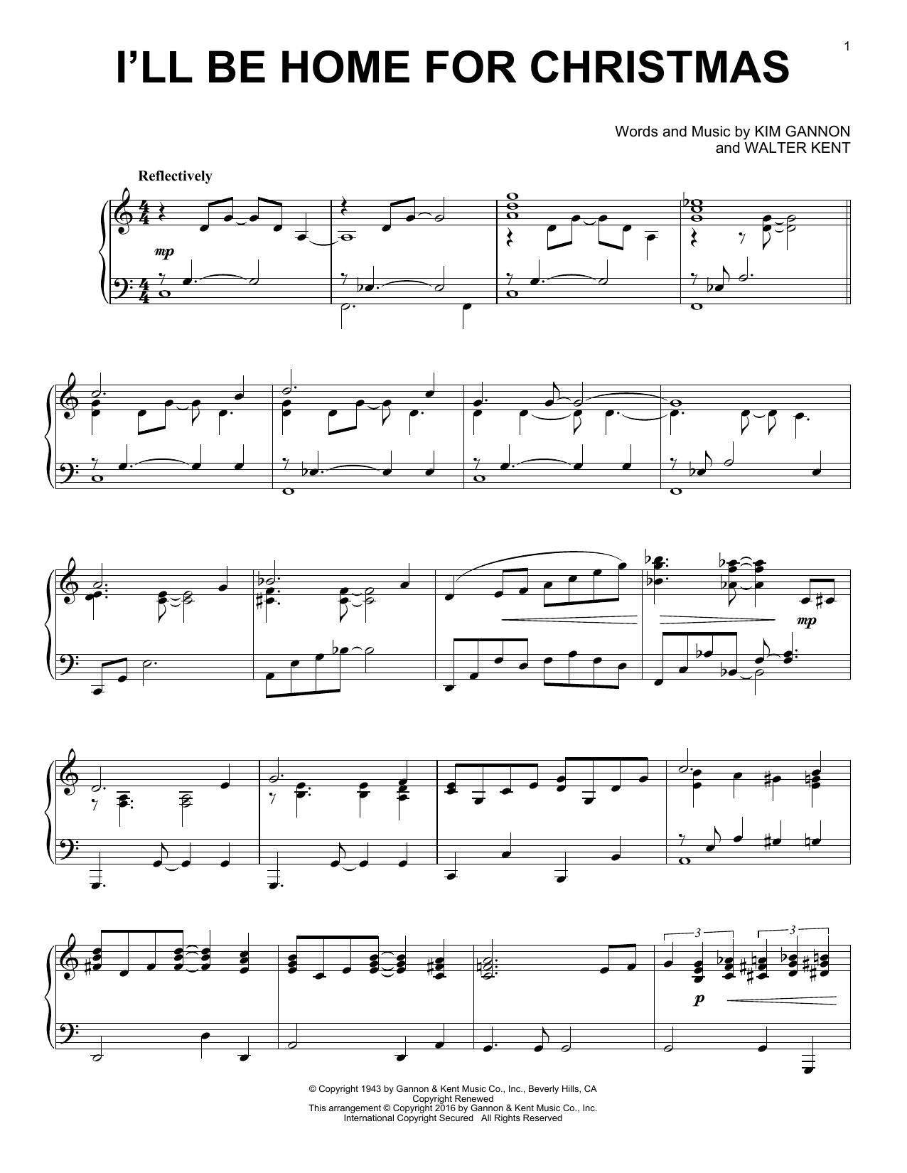 I&amp;#039;ll Be Home For Christmas (Piano Solo) - Print Sheet Music Now