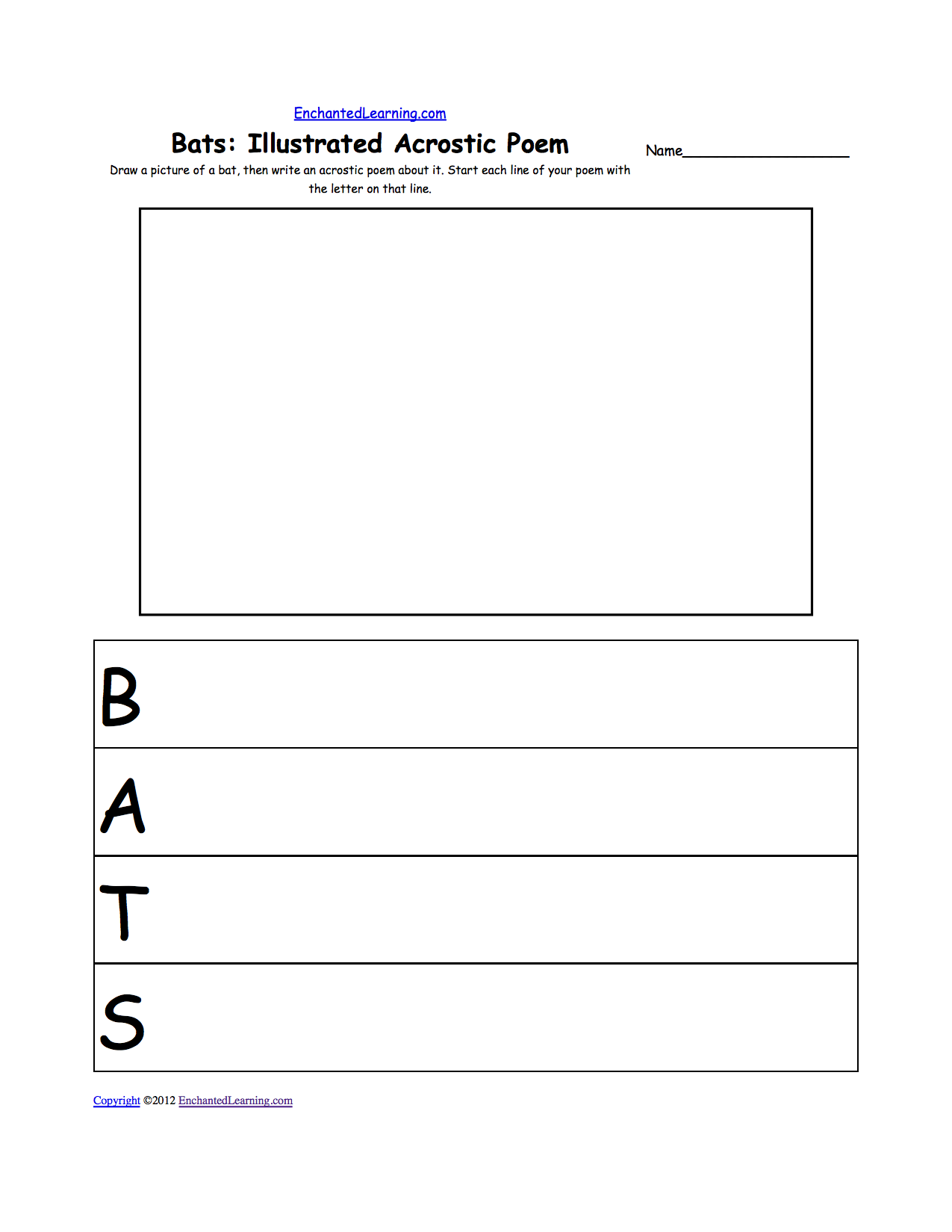 Illustrated Acrostic Poem Worksheets: Worksheet Printout
