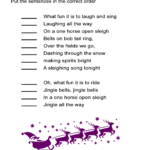 Jingle Bells For Kids Worksheet: Re Order The Song Lyrics