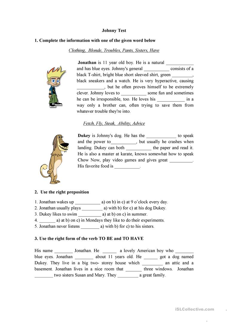 Johnny Test - English Esl Worksheets For Distance Learning