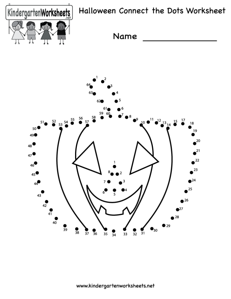 Kindergarten Halloween Connect The Dots Worksheet Printable