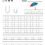 Kindergarten Letter U Writing Practice Worksheet Printable Throughout Letter U Worksheets Free