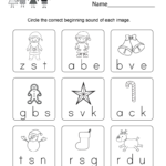 Kindergarten Phonics Worksheets Christmas Worksheet