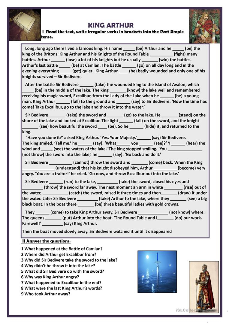 King Arthur - English Esl Worksheets For Distance Learning