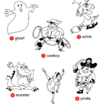 Knock Knock, Trick Or Treat? Worksheet   Vocabulary Coloring