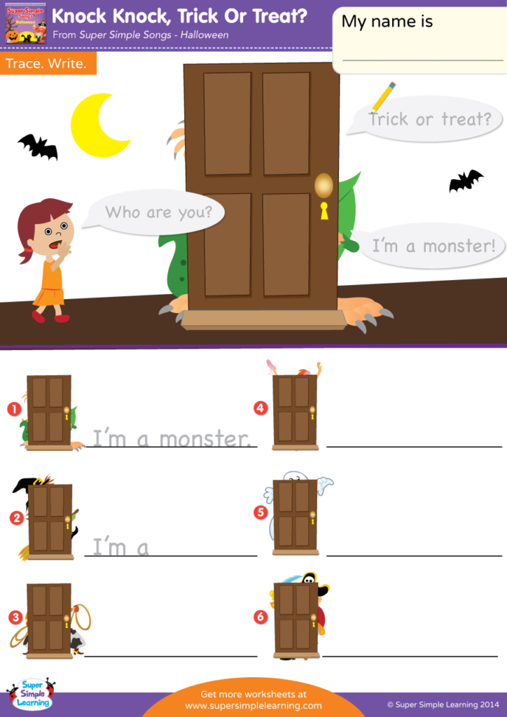 Knock Knock, Trick Or Treat? Worksheet   Who's There