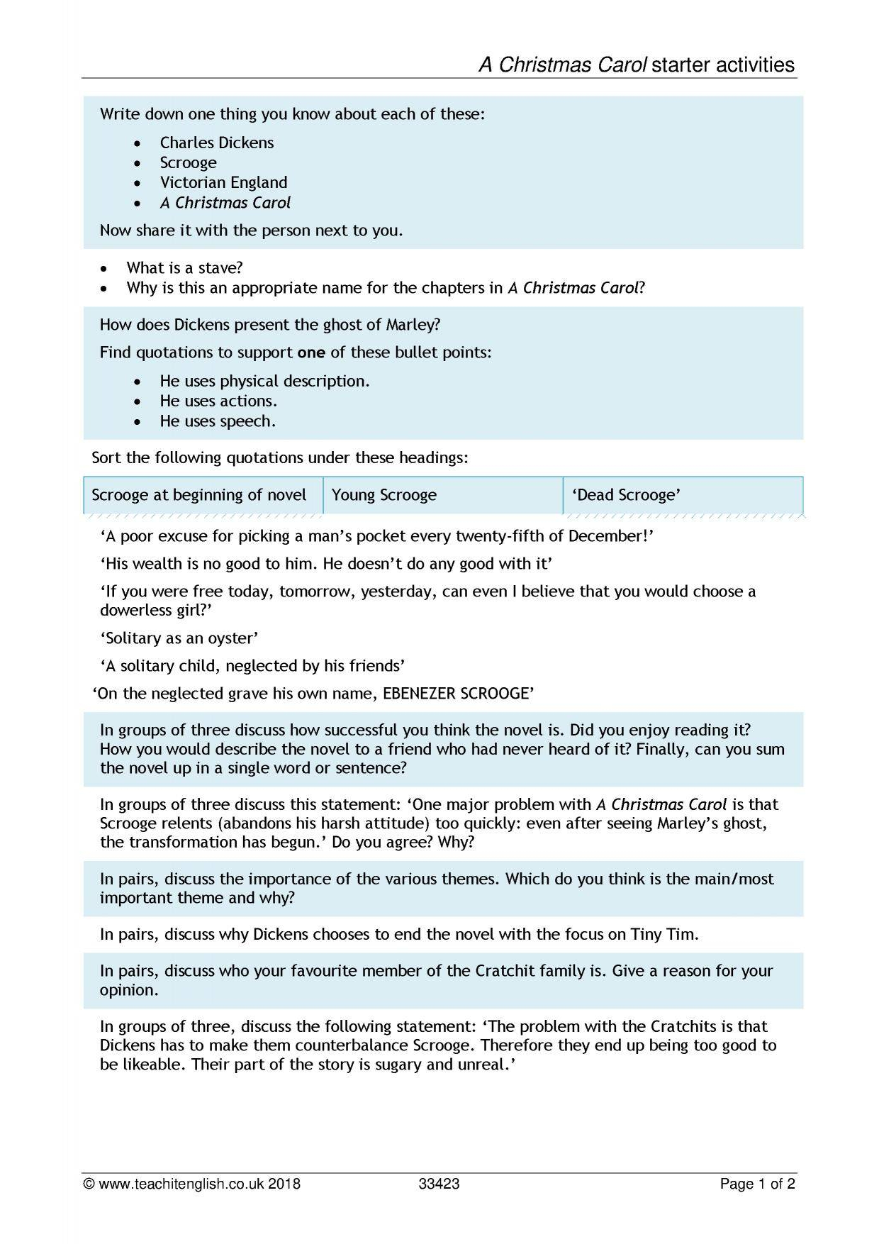 Ks3 Prose | A Christmas Carolcharles Dickens | Teachit