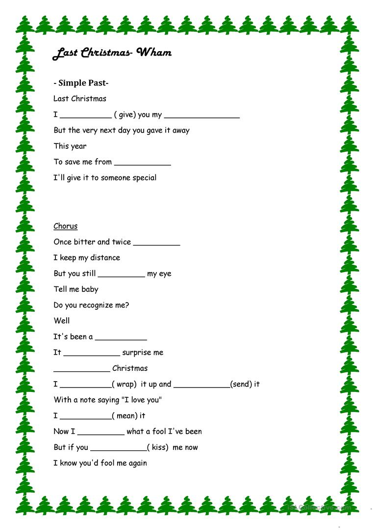 Last Christmas- Simple Past Exercise - English Esl