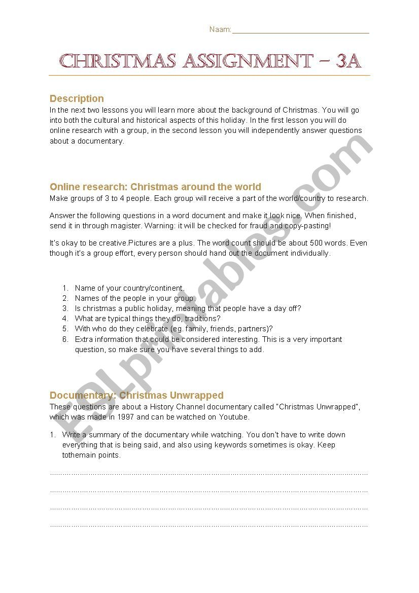Learn About The Background Of Christmas - Esl Worksheet