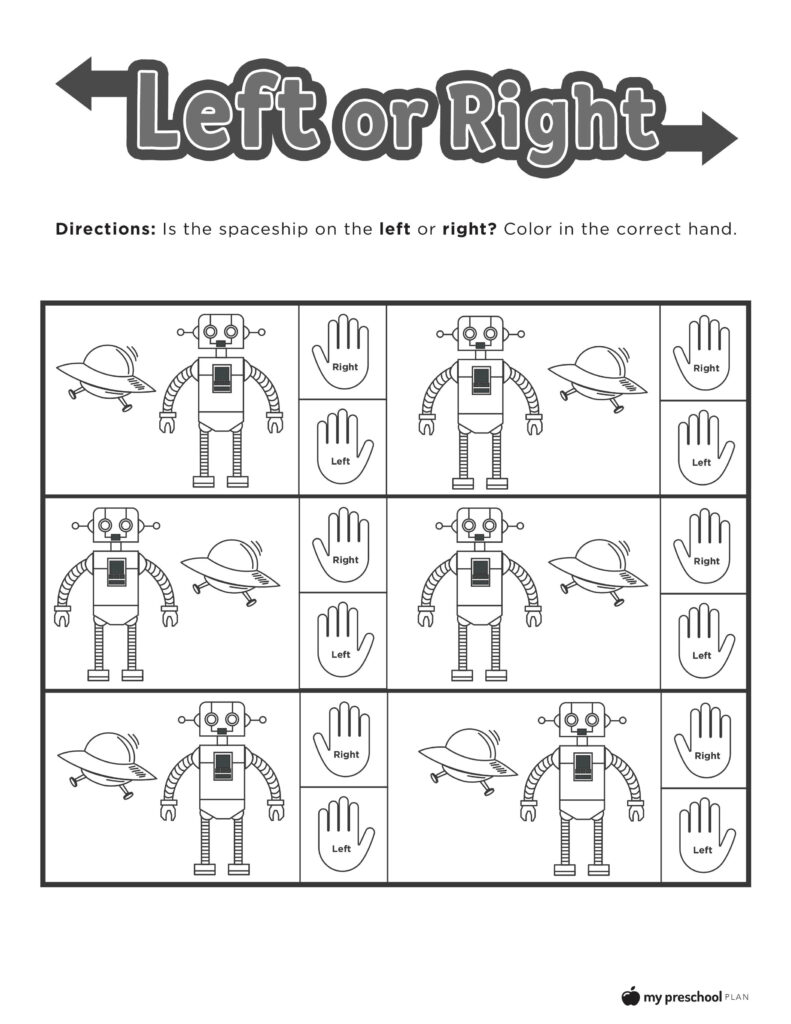 Left And Right Printable Pack — My Preschool Plan