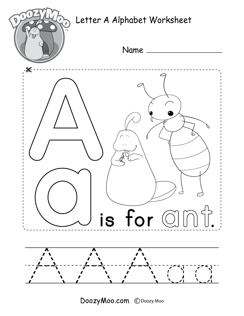 Letter A Alphabet Activity Worksheet - Doozy Moo intended for Alphabet Book Worksheets