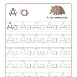 Letter A Alphabet Tracing Book With Example And Funny Armadillo.. Pertaining To Alphabet Tracing Book