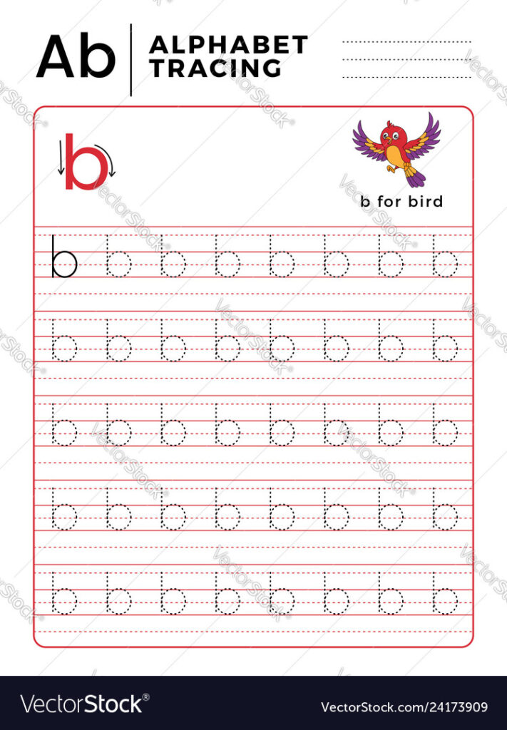 Letter B Alphabet Tracing Book With Example And Vector Image Inside Alphabet Tracing Book