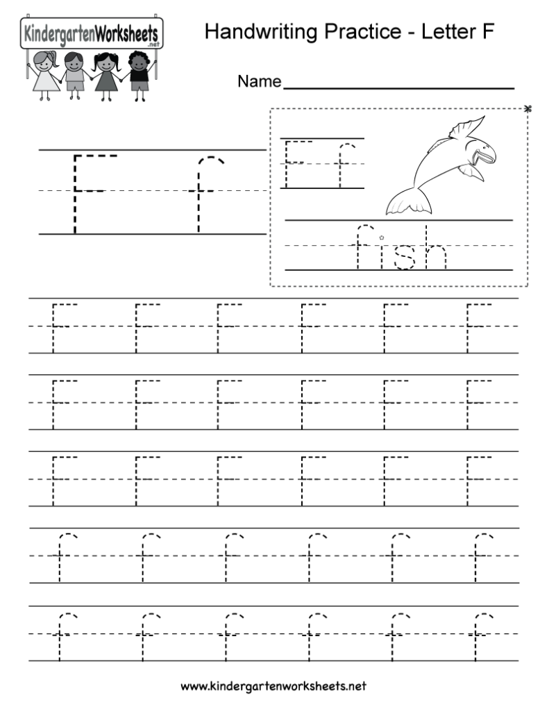 Letter F Writing Practice Worksheet   Free Kindergarten