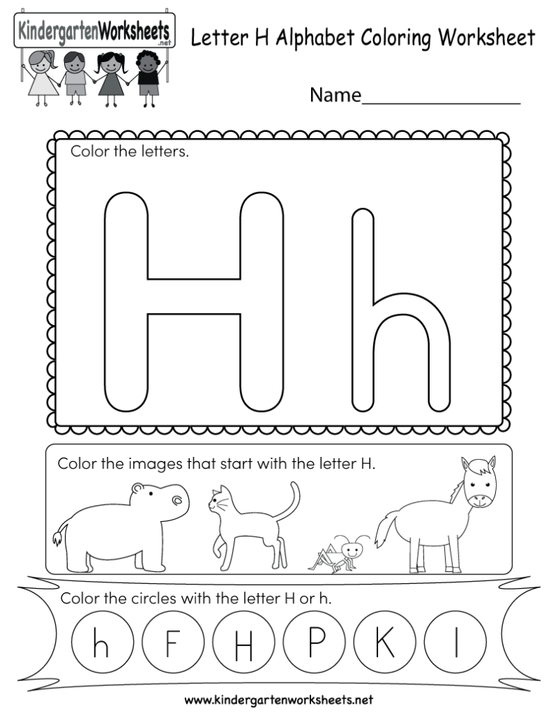 Letter H Coloring Worksheet   Free Kindergarten English