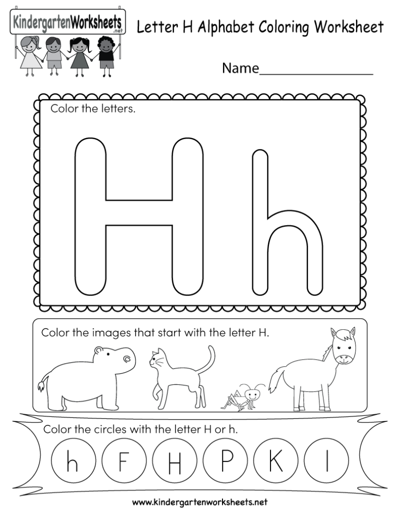 Letter H Coloring Worksheet   Free Kindergarten English Within Letter H Worksheets Pdf