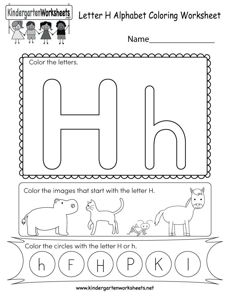 Letter H Coloring Worksheet - Free Kindergarten English within Letter H Worksheets Pdf