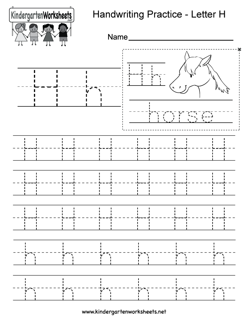 Letter H Writing Practice Worksheet - Free Kindergarten inside Letter H Worksheets Pdf