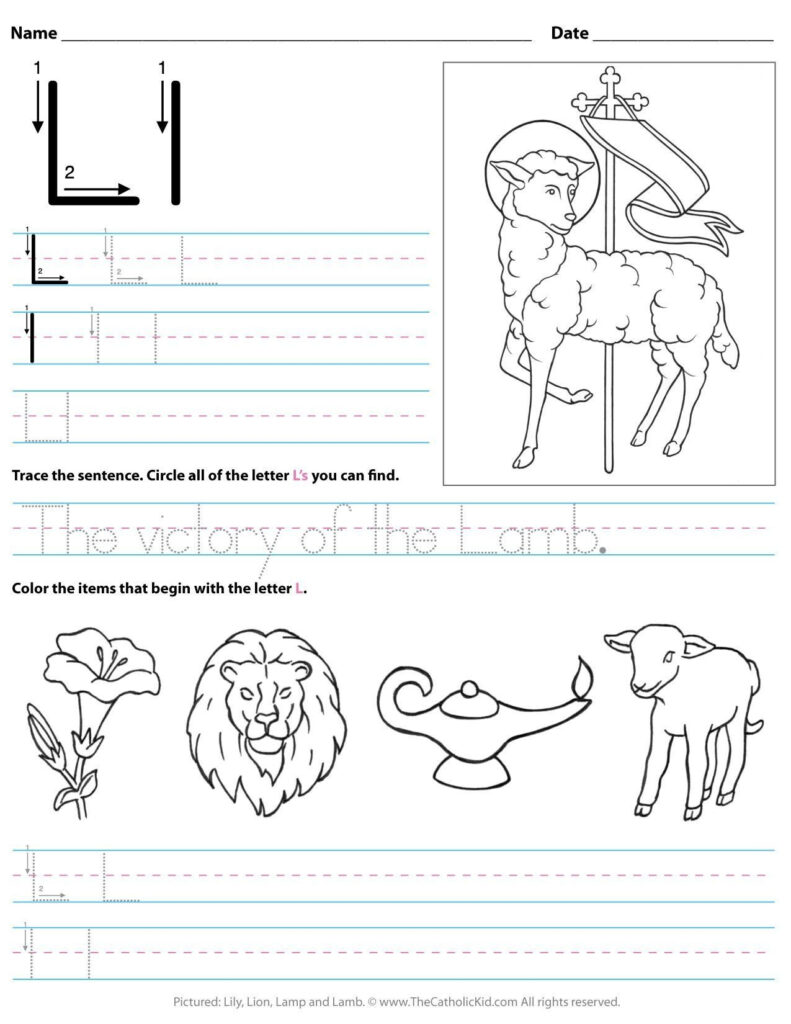 Letter L Worksheets For Preschool Catholic Alphabet Letter L Inside Letter L Worksheets For Kinder