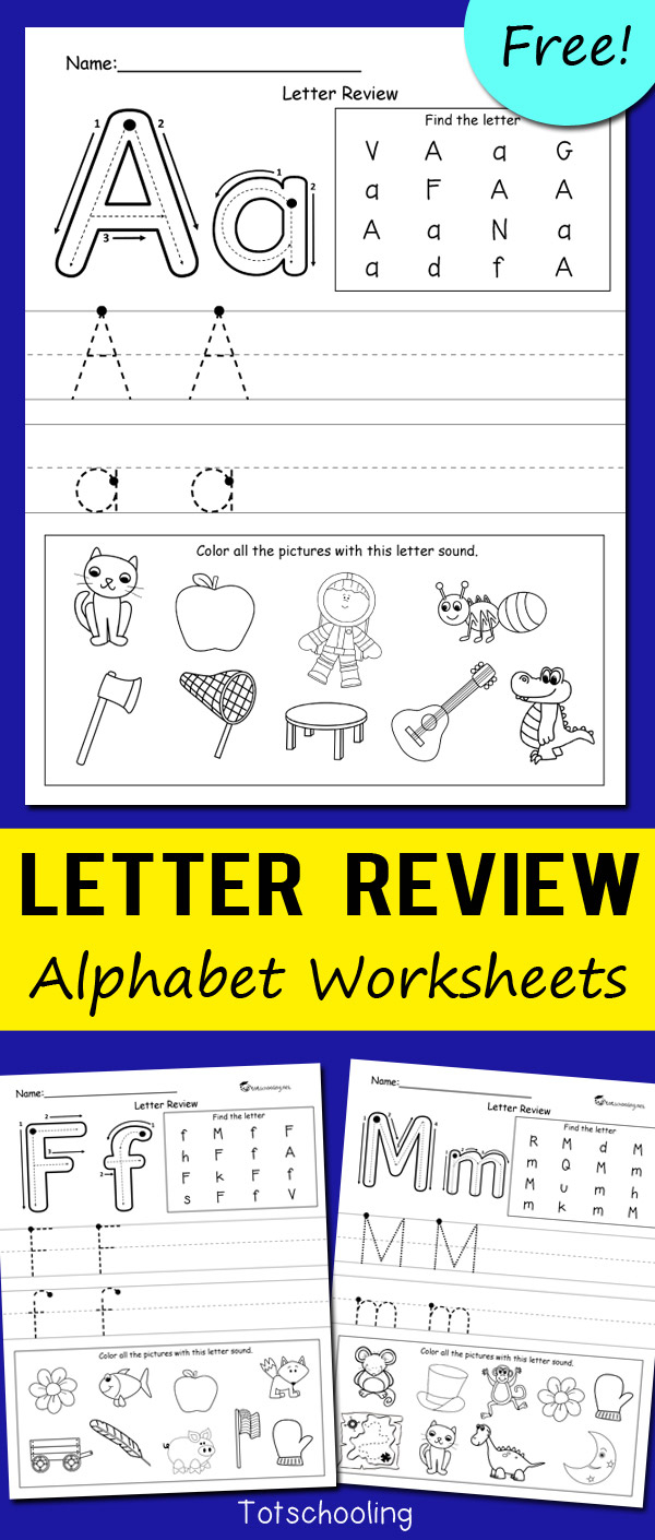 Letter Review Alphabet Worksheets | Totschooling - Toddler pertaining to Alphabet Review Worksheets For Kindergarten