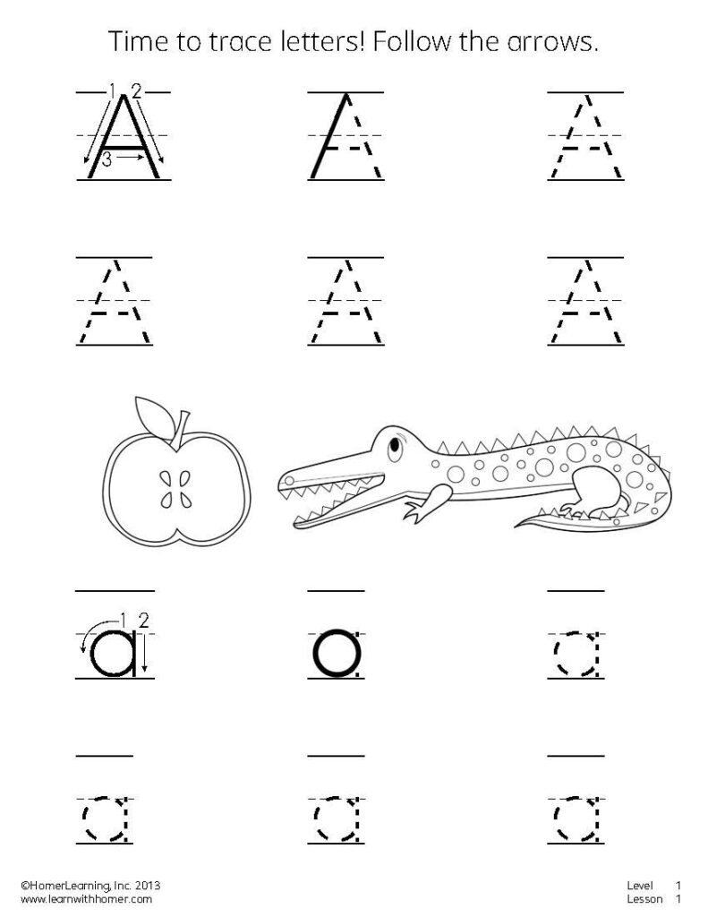 Letter Tracing Practice Sheet For The Letter A. #printables With Letter Tracing Exercises