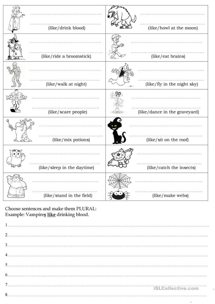 Like Likes Halloween Themed Worksheet   English Esl