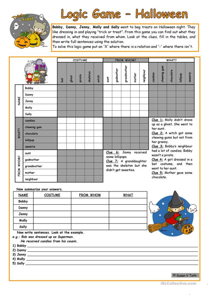 Logic Game (34Th)   Halloween * Elementary * With Key * With