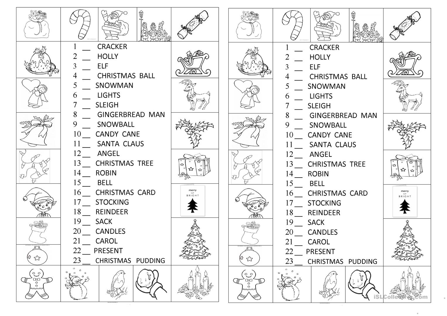 Look And Number The Christmas Symbols - English Esl