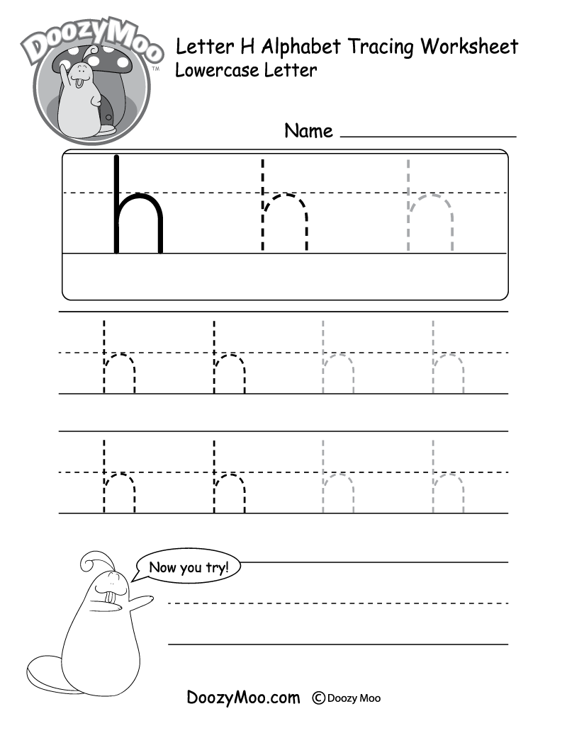 Lowercase Letter "h" Tracing Worksheet - Doozy Moo within Letter H Worksheets Pdf