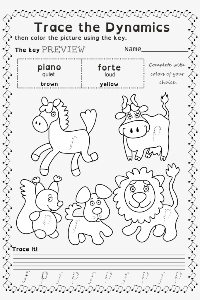 Marvelous Music Coloring Worksheets Picture Ideas Book Trace