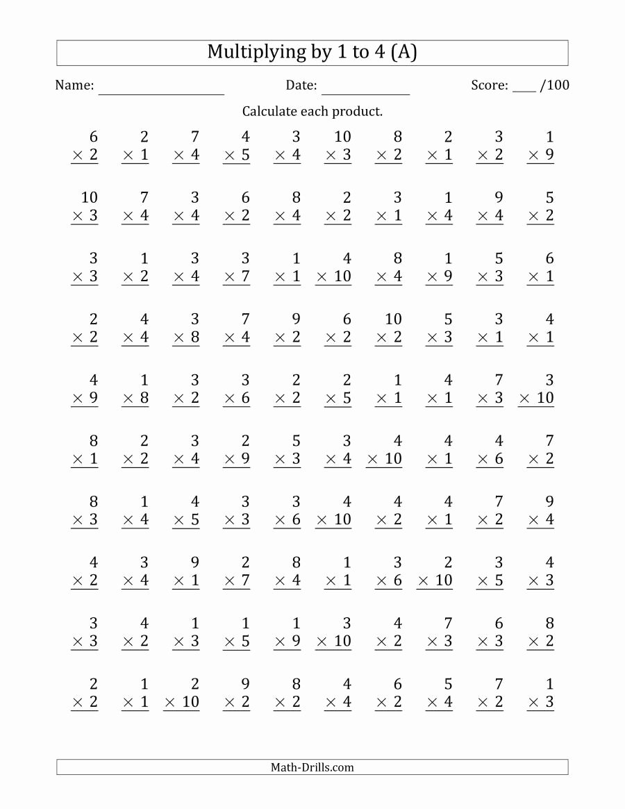 Math Drills Multiplication Worksheets Unique Multiplication