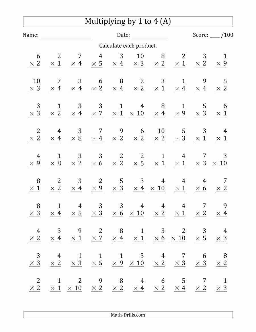 Multiplication Facts Worksheets