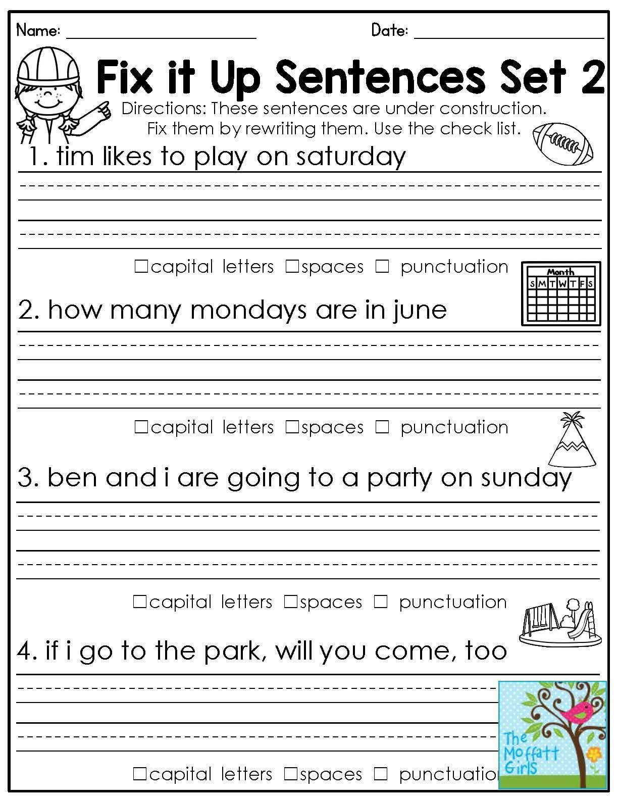 Math Worksheet : Free 1St Grade Language Arts Worksheets