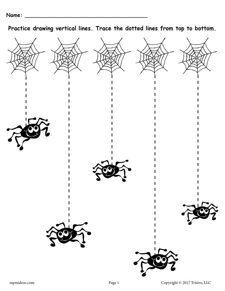 Math Worksheet ~ Free Printable Halloween Line Tracing