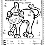 Math Worksheet ~ Halloween Addition Colornumber First