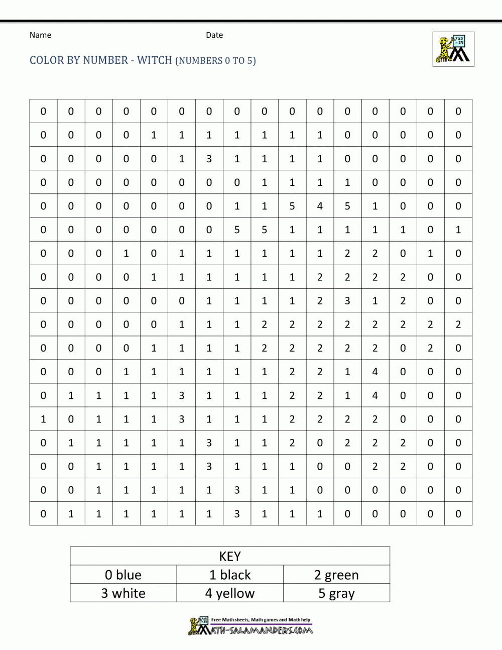 Math Worksheet : Halloween Colornumber Division