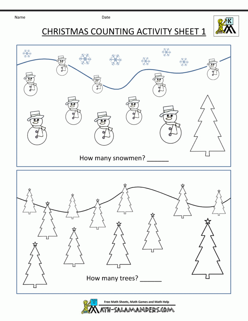 Math Worksheet ~ Kindergarten Christmas Math Worksheets