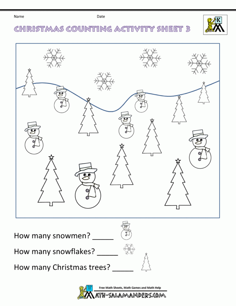 Math Worksheet : Kindergarten Christmas Worksheets Counting