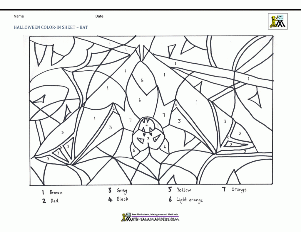 Math Worksheet ~ Math Worksheet Colornumber Halloween
