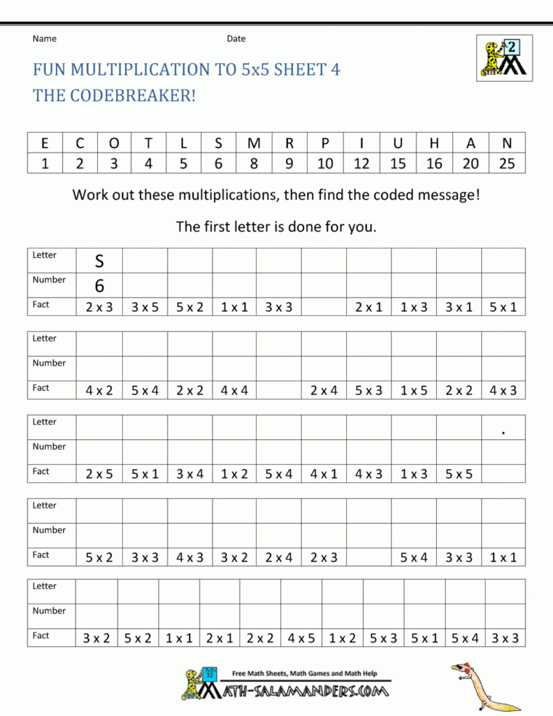 Math Worksheet ~ Multiplication Coloring Activities Pages