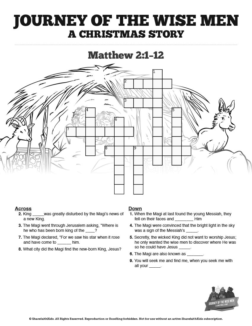 Matthew 2 The Magi Christmas Story Sunday School Crossword
