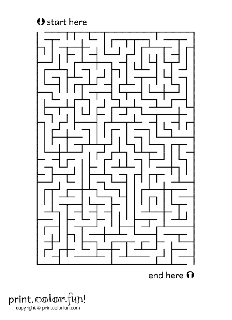 Medium Size Maze Coloring Page   Print. Color. Fun! | Maze