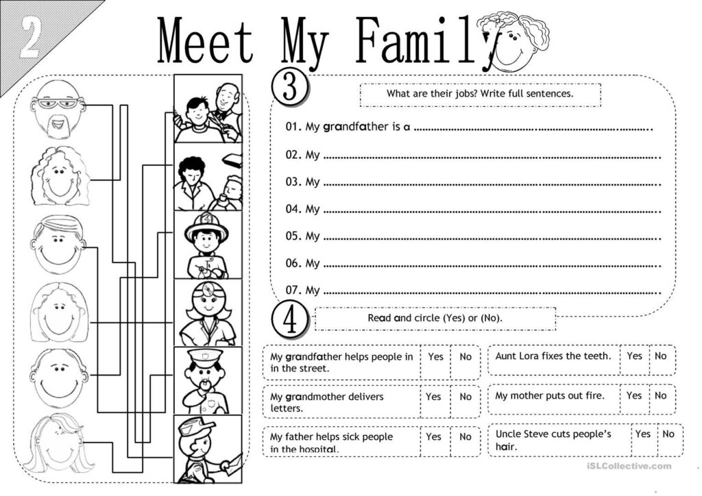 Meet My Family Worksheet   Free Esl Printable Worksheets