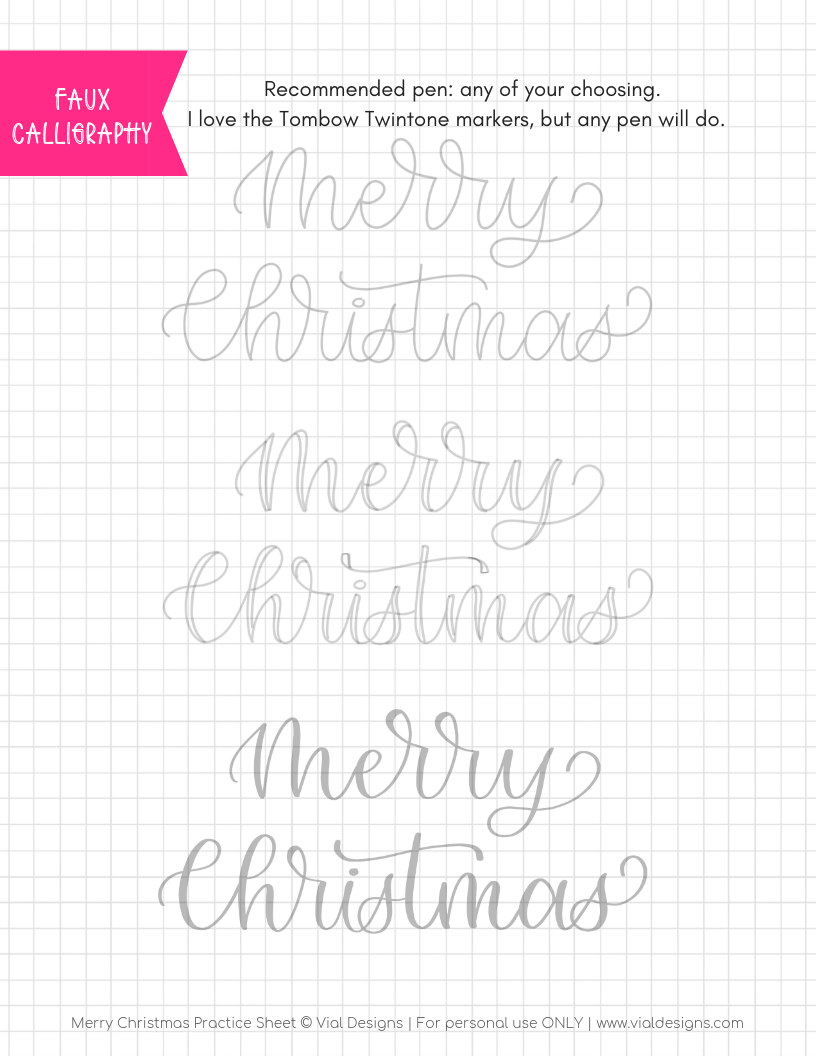 Merry Christmas Calligraphy Tutorial + Free Worksheet | Vial