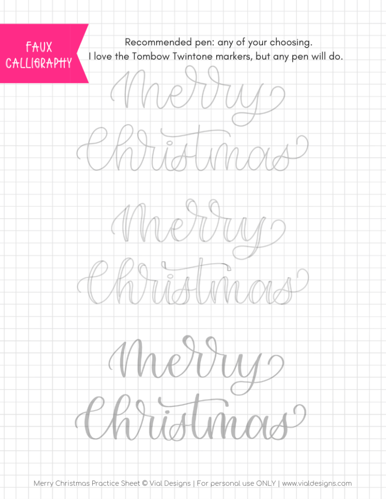 Merry Christmas Calligraphy Tutorial + Free Worksheet | Vial Merry Christmas Calligraphy Tutorial + Free Worksheet | Vial