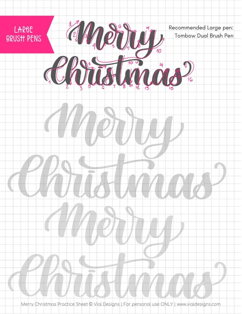 Merry Christmas Calligraphy Tutorial + Free Worksheet | Vial